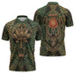 Khepri Zipper Polo Shirt Ancient Egyptian Chevron, Scarab Ankh and Winged Khepri Guardian Motif - African Pride