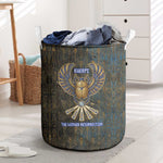 Khepri Ancient Egyptian Laundry Basket Dark Hieroglyphic, Blue Lotus Eye Symbol, and Winged Scarab Resurrection - African Pride