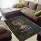 Khepri Ancient Egyptian Area Rug Dark Hieroglyphic, Blue Lotus Eye Symbol, and Winged Scarab Resurrection - African Pride