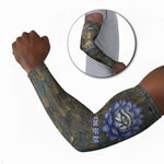 Khepri Ancient Egyptian Arm Sleeves Dark Hieroglyphic, Blue Lotus Eye Symbol, and Winged Scarab Resurrection - African Pride