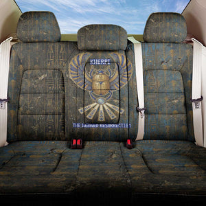Khepri Ancient Egyptian Back Car Seat Cover Dark Hieroglyphic, Blue Lotus Eye Symbol, and Winged Scarab Resurrection - African Pride