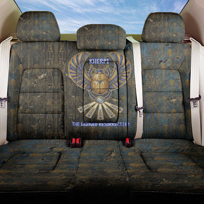 Khepri Ancient Egyptian Back Car Seat Cover Dark Hieroglyphic, Blue Lotus Eye Symbol, and Winged Scarab Resurrection - African Pride