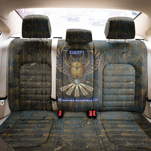 Khepri Ancient Egyptian Back Car Seat Cover Dark Hieroglyphic, Blue Lotus Eye Symbol, and Winged Scarab Resurrection - African Pride