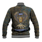 Khepri Ancient Egyptian Baseball Jacket Dark Hieroglyphic, Blue Lotus Eye Symbol, and Winged Scarab Resurrection - African Pride