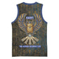 Khepri Ancient Egyptian Basketball Jersey Dark Hieroglyphic, Blue Lotus Eye Symbol, and Winged Scarab Resurrection - African Pride