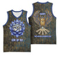 Khepri Ancient Egyptian Basketball Jersey Dark Hieroglyphic, Blue Lotus Eye Symbol, and Winged Scarab Resurrection - African Pride