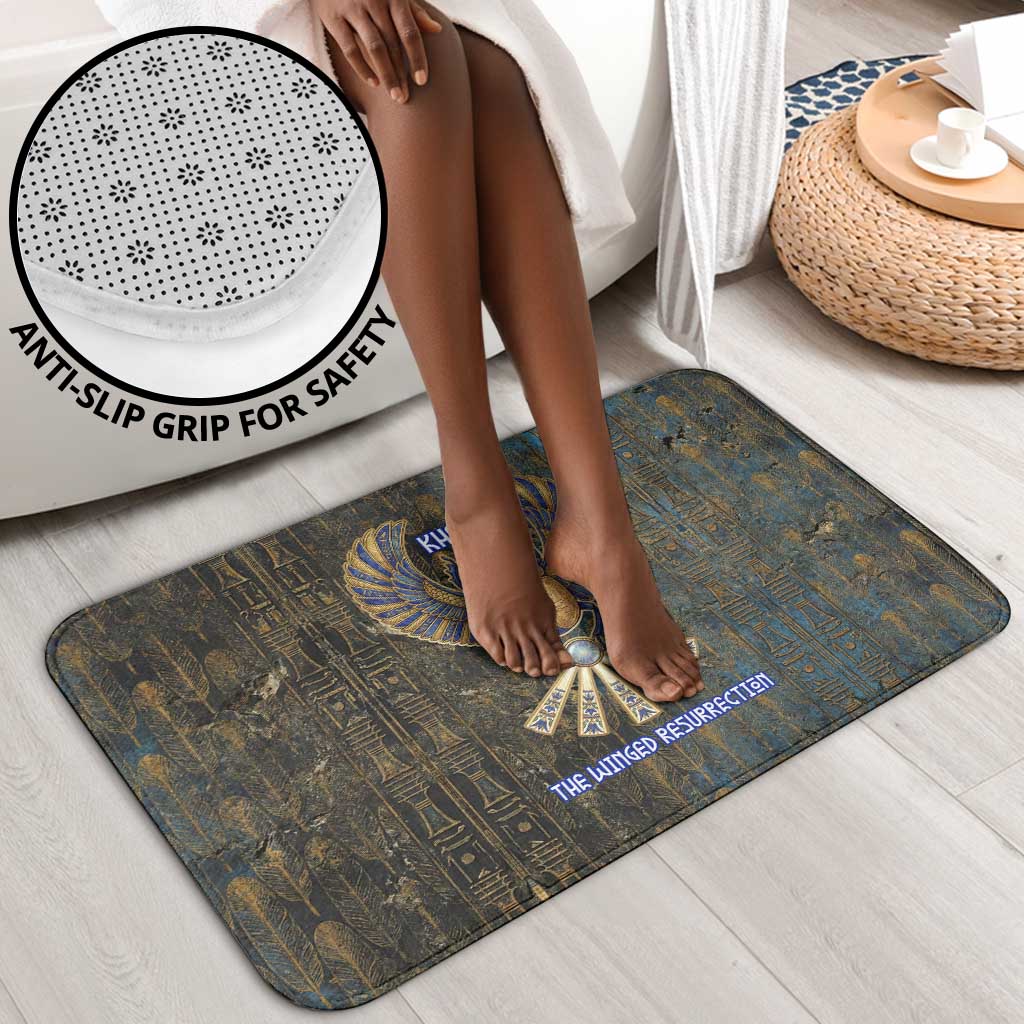 Khepri Ancient Egyptian Bathroom Set Dark Hieroglyphic, Blue Lotus Eye Symbol, and Winged Scarab Resurrection - African Pride