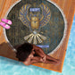 Khepri Ancient Egyptian Beach Blanket Dark Hieroglyphic, Blue Lotus Eye Symbol, and Winged Scarab Resurrection - African Pride