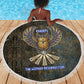 Khepri Ancient Egyptian Beach Blanket Dark Hieroglyphic, Blue Lotus Eye Symbol, and Winged Scarab Resurrection - African Pride
