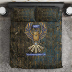 Khepri Ancient Egyptian Bedding Set Dark Hieroglyphic, Blue Lotus Eye Symbol, and Winged Scarab Resurrection - African Pride