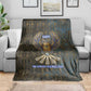 Khepri Ancient Egyptian Blanket Dark Hieroglyphic, Blue Lotus Eye Symbol, and Winged Scarab Resurrection - African Pride