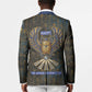 Khepri Ancient Egyptian Blazer Dark Hieroglyphic, Blue Lotus Eye Symbol, and Winged Scarab Resurrection - African Pride
