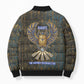 Khepri Ancient Egyptian Bomber Puffer Jacket Dark Hieroglyphic, Blue Lotus Eye Symbol, and Winged Scarab Resurrection - African Pride