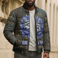 Khepri Ancient Egyptian Bomber Puffer Jacket Dark Hieroglyphic, Blue Lotus Eye Symbol, and Winged Scarab Resurrection - African Pride
