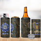 Khepri Ancient Egyptian 4 in 1 Can Cooler Tumbler Dark Hieroglyphic, Blue Lotus Eye Symbol, and Winged Scarab Resurrection - African Pride