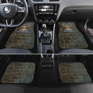Khepri Ancient Egyptian Car Mats Dark Hieroglyphic, Blue Lotus Eye Symbol, and Winged Scarab Resurrection - African Pride