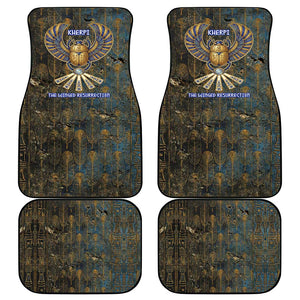 Khepri Ancient Egyptian Car Mats Dark Hieroglyphic, Blue Lotus Eye Symbol, and Winged Scarab Resurrection - African Pride