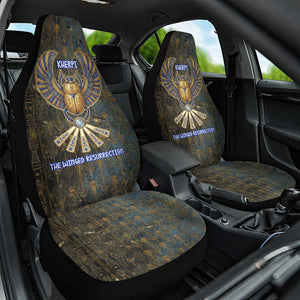 Khepri Ancient Egyptian Car Seat Cover Dark Hieroglyphic, Blue Lotus Eye Symbol, and Winged Scarab Resurrection - African Pride