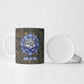 Khepri Ancient Egyptian Ceramic Mug Dark Hieroglyphic, Blue Lotus Eye Symbol, and Winged Scarab Resurrection - African Pride