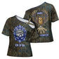Khepri Ancient Egyptian Cross Shoulder Shirt Dark Hieroglyphic, Blue Lotus Eye Symbol, and Winged Scarab Resurrection - African Pride