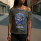 Khepri Ancient Egyptian Cross Shoulder Shirt Dark Hieroglyphic, Blue Lotus Eye Symbol, and Winged Scarab Resurrection - African Pride