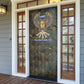 Khepri Ancient Egyptian Door Cover Dark Hieroglyphic, Blue Lotus Eye Symbol, and Winged Scarab Resurrection - African Pride