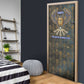Khepri Ancient Egyptian Door Cover Dark Hieroglyphic, Blue Lotus Eye Symbol, and Winged Scarab Resurrection - African Pride