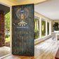 Khepri Ancient Egyptian Door Cover Dark Hieroglyphic, Blue Lotus Eye Symbol, and Winged Scarab Resurrection - African Pride