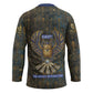 Khepri Ancient Egyptian Hockey Jersey Dark Hieroglyphic, Blue Lotus Eye Symbol, and Winged Scarab Resurrection - African Pride
