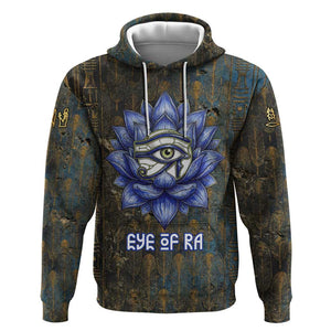 Khepri Ancient Egyptian Hoodie Dark Hieroglyphic, Blue Lotus Eye Symbol, and Winged Scarab Resurrection - African Pride