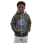 Khepri Ancient Egyptian Kid Hoodie Dark Hieroglyphic, Blue Lotus Eye Symbol, and Winged Scarab Resurrection - African Pride