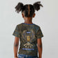 Khepri Ancient Egyptian Kid T shirt Dark Hieroglyphic, Blue Lotus Eye Symbol, and Winged Scarab Resurrection - African Pride