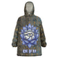 Khepri Ancient Egyptian Kid Wearable Blanket Hoodie Dark Hieroglyphic, Blue Lotus Eye Symbol, and Winged Scarab Resurrection - African Pride