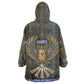 Khepri Ancient Egyptian Kid Wearable Blanket Hoodie Dark Hieroglyphic, Blue Lotus Eye Symbol, and Winged Scarab Resurrection - African Pride