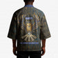 Khepri Ancient Egyptian Kimono Dark Hieroglyphic, Blue Lotus Eye Symbol, and Winged Scarab Resurrection - African Pride