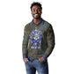 Khepri Ancient Egyptian Long Sleeve Polo Shirt Dark Hieroglyphic, Blue Lotus Eye Symbol, and Winged Scarab Resurrection - African Pride