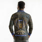 Khepri Ancient Egyptian Long Sleeve Polo Shirt Dark Hieroglyphic, Blue Lotus Eye Symbol, and Winged Scarab Resurrection - African Pride