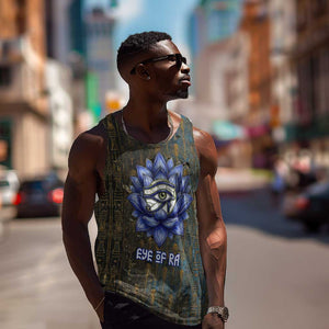 Khepri Ancient Egyptian Men Tank Top Dark Hieroglyphic, Blue Lotus Eye Symbol, and Winged Scarab Resurrection - African Pride