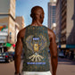 Khepri Ancient Egyptian Men Tank Top Dark Hieroglyphic, Blue Lotus Eye Symbol, and Winged Scarab Resurrection - African Pride