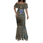 Khepri Ancient Egyptian Mermaid Dress Dark Hieroglyphic, Blue Lotus Eye Symbol, and Winged Scarab Resurrection - African Pride