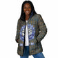 Khepri Ancient Egyptian Padded Jacket Dark Hieroglyphic, Blue Lotus Eye Symbol, and Winged Scarab Resurrection - African Pride