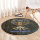 Khepri Ancient Egyptian Round Carpet Dark Hieroglyphic, Blue Lotus Eye Symbol, and Winged Scarab Resurrection - African Pride