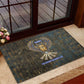 Khepri Ancient Egyptian Rubber Doormat Dark Hieroglyphic, Blue Lotus Eye Symbol, and Winged Scarab Resurrection - African Pride