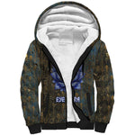 Khepri Ancient Egyptian Sherpa Hoodie Dark Hieroglyphic, Blue Lotus Eye Symbol, and Winged Scarab Resurrection - African Pride