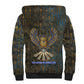 Khepri Ancient Egyptian Sherpa Hoodie Dark Hieroglyphic, Blue Lotus Eye Symbol, and Winged Scarab Resurrection - African Pride