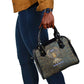 Khepri Ancient Egyptian Shoulder Handbag Dark Hieroglyphic, Blue Lotus Eye Symbol, and Winged Scarab Resurrection - African Pride