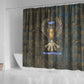 Khepri Ancient Egyptian Shower Curtain Dark Hieroglyphic, Blue Lotus Eye Symbol, and Winged Scarab Resurrection - African Pride
