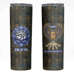 Khepri Ancient Egyptian Skinny Tumbler Dark Hieroglyphic, Blue Lotus Eye Symbol, and Winged Scarab Resurrection - African Pride