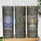 Khepri Ancient Egyptian Skinny Tumbler Dark Hieroglyphic, Blue Lotus Eye Symbol, and Winged Scarab Resurrection - African Pride