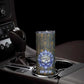 Khepri Ancient Egyptian Skinny Tumbler Dark Hieroglyphic, Blue Lotus Eye Symbol, and Winged Scarab Resurrection - African Pride